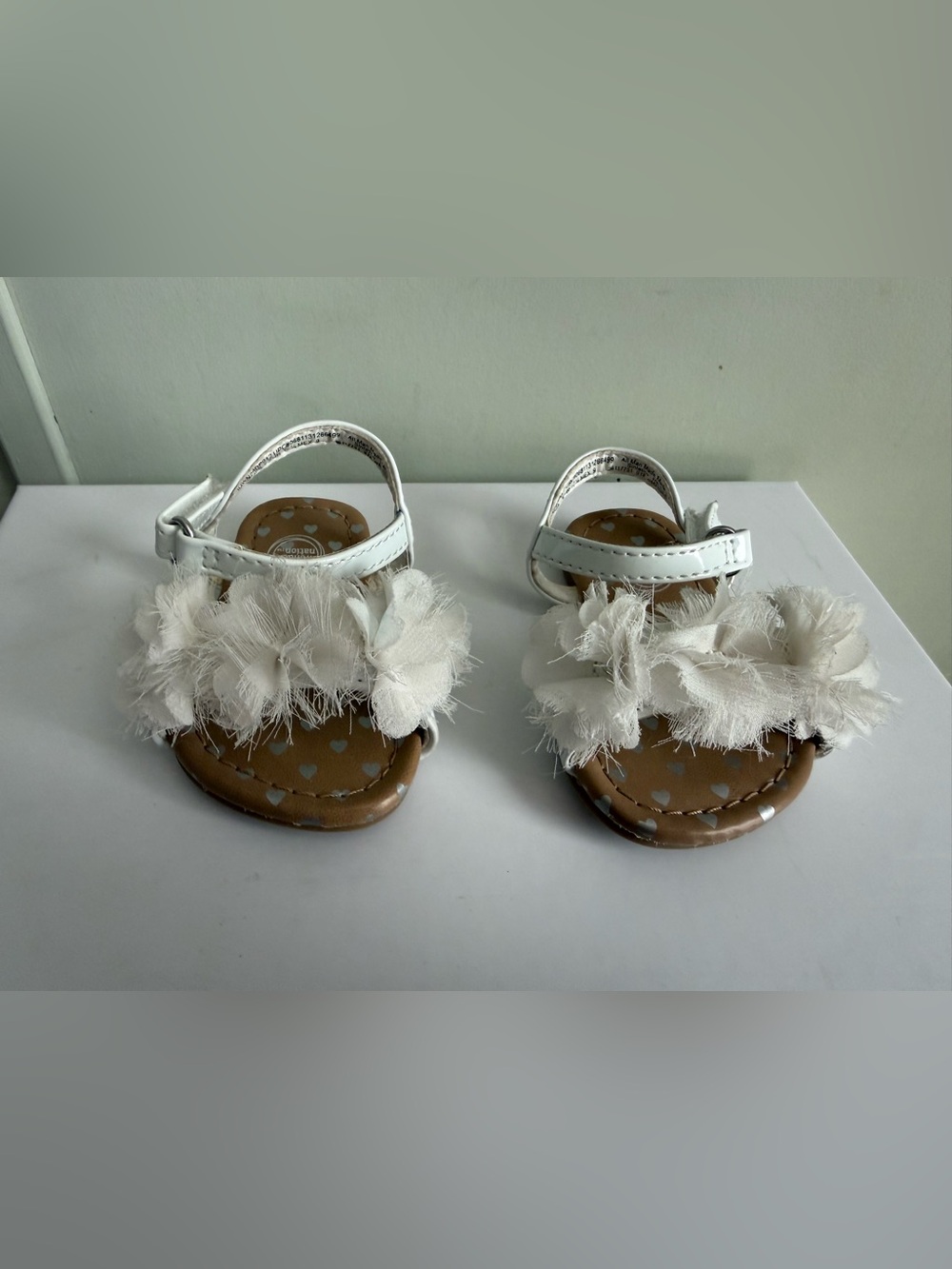 Girls White Floral Strap Sandals